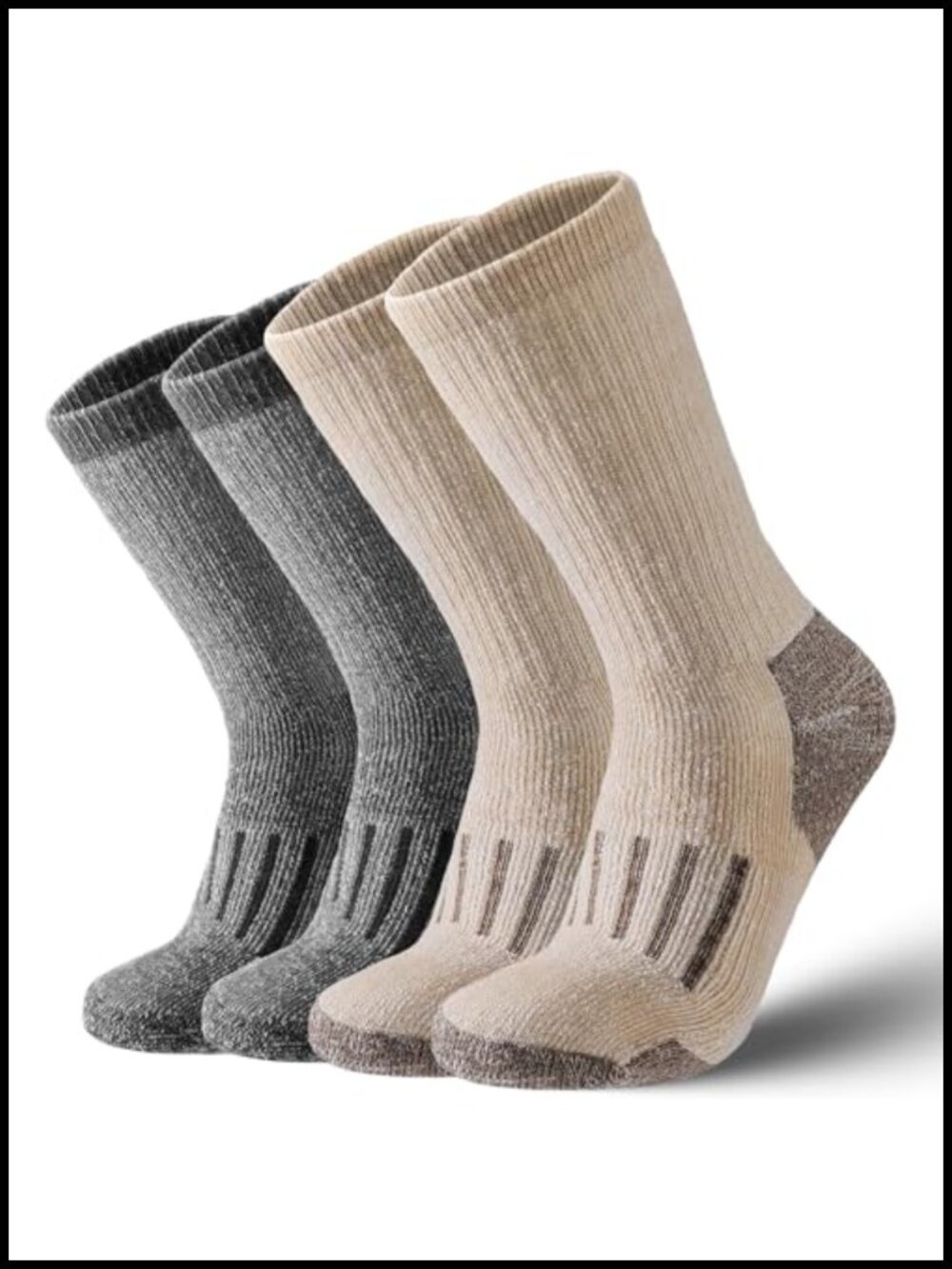2 Pairs Merino Wool Socks Thermal Winter Warm Crew Socks